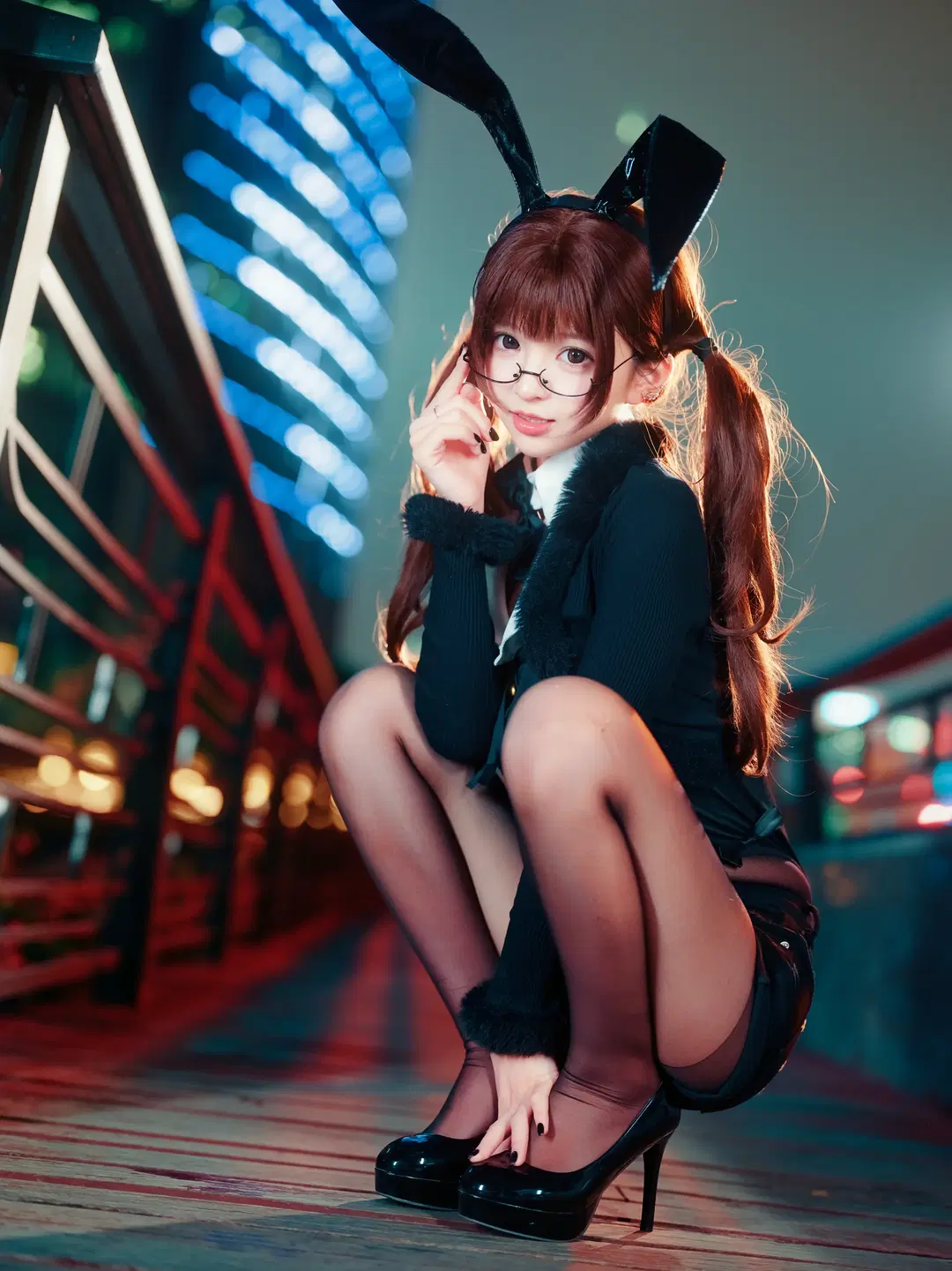 夜景街拍兔耳制服少女 - 北面色影 - 第14张