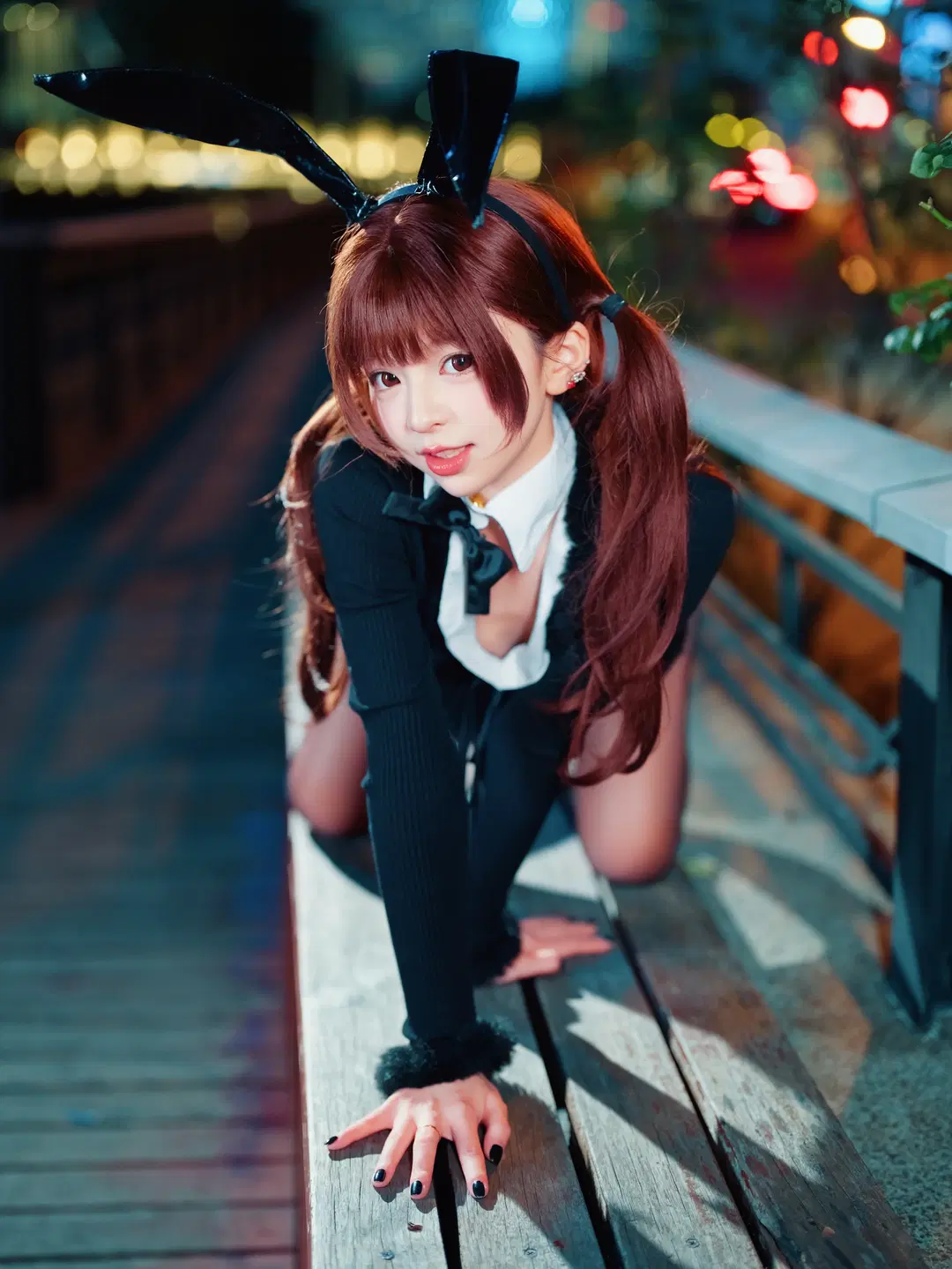 夜景街拍兔耳制服少女 - 北面色影 - 第3张