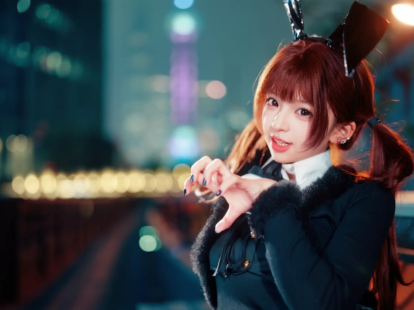 夜景街拍兔耳制服少女 - 北面色影 - 第4张