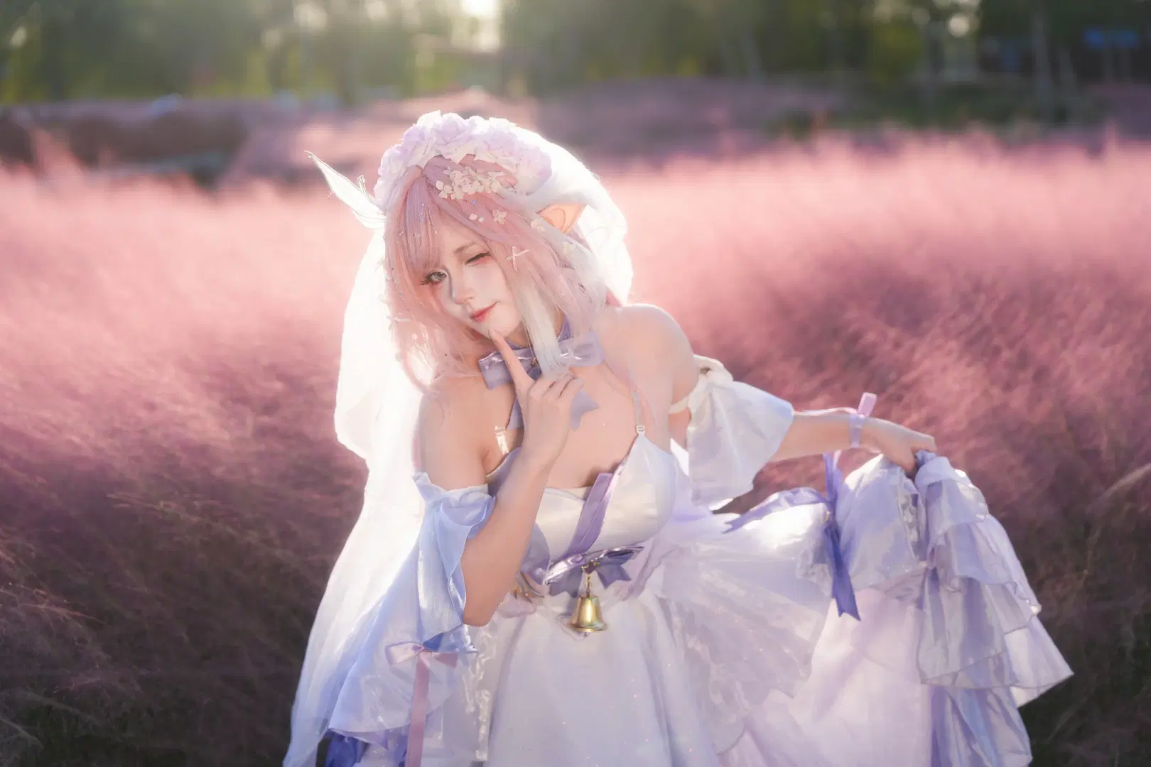 【爱莉希雅cos】崩坏3粉黛花海花嫁 - 青阳 - 第2张