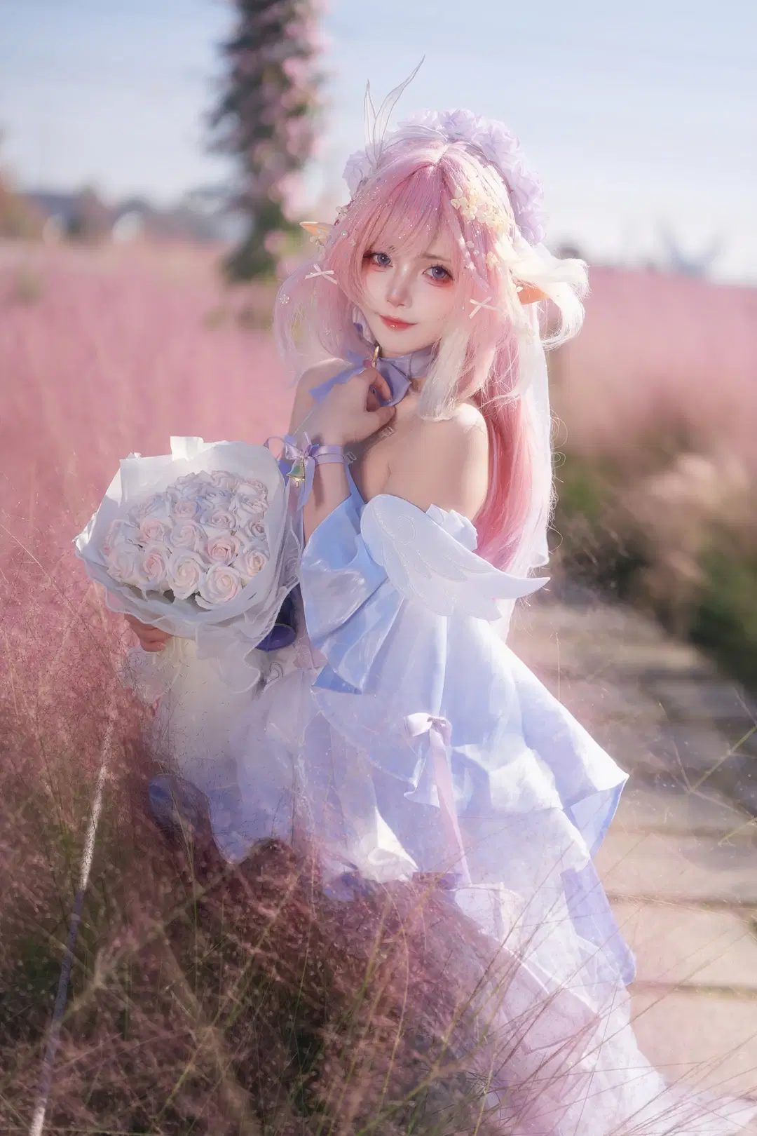 【爱莉希雅cos】崩坏3粉黛花海花嫁 - 青阳 - 第4张