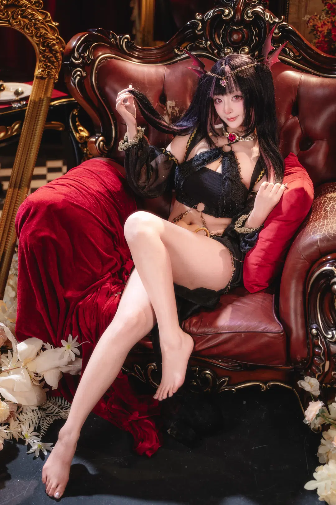 【プリンツ・モーリッツコスプレ】『アズールレーン』踊り子姿：紅のベルベットに宿る圧倒的支配のオーラ - 青阳 - 5枚目