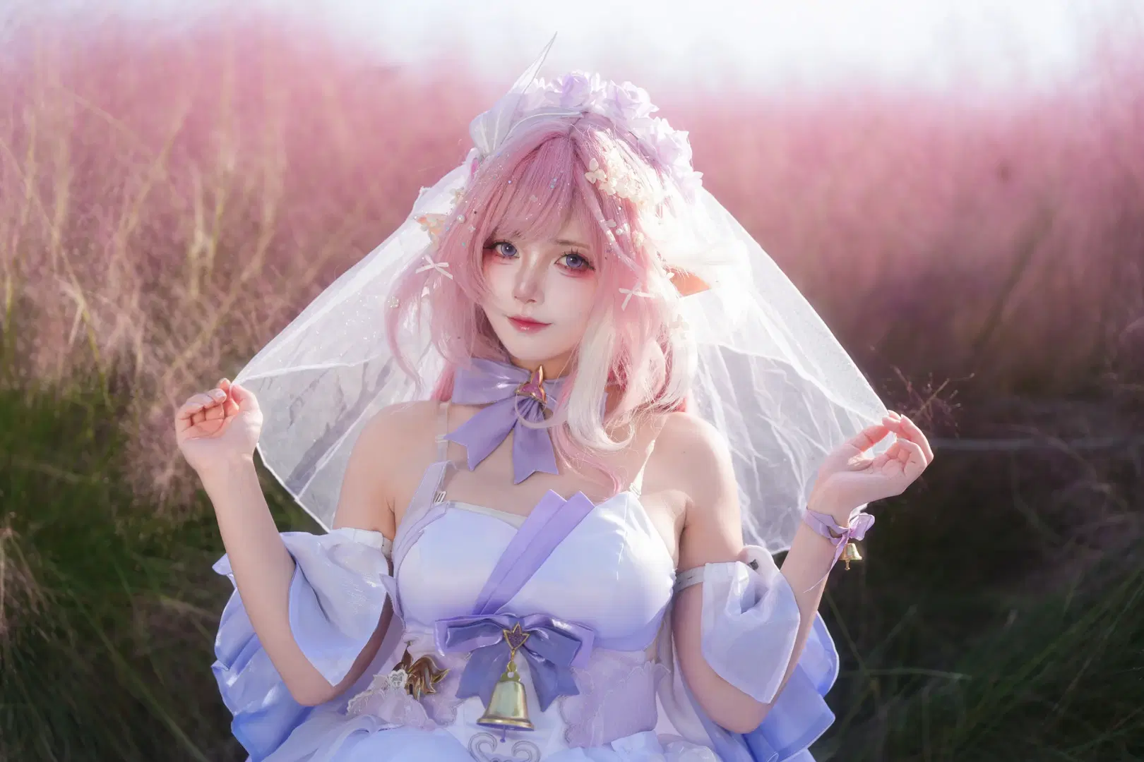 [Elysia Cosplay] Bridal Fairy Miss in a Sea of Pink Muhly Grass by 青阳 - Image 2