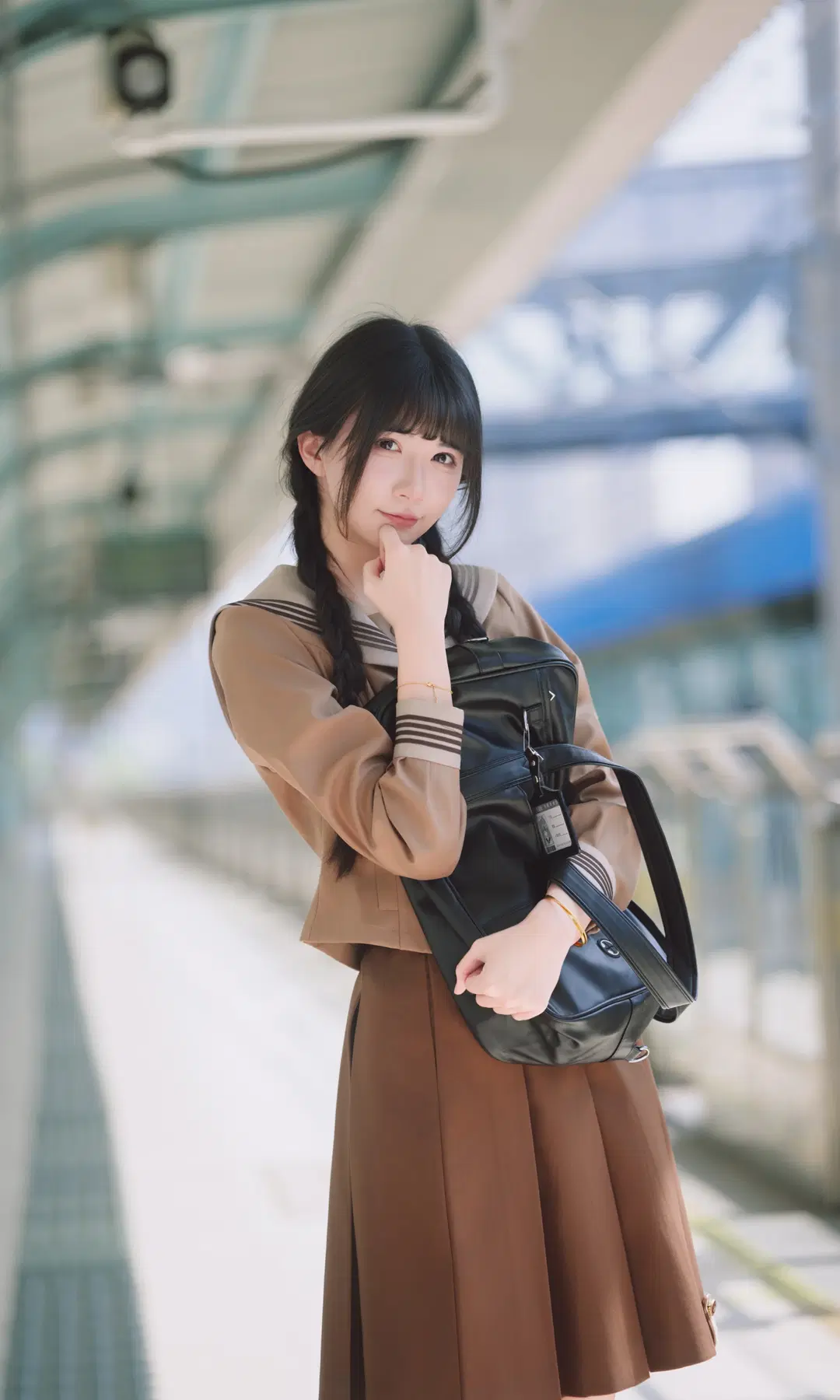 秋日焦糖色系制服寫真，車站裡的日系氛圍感 - TimeAfterTime_ - 第9張