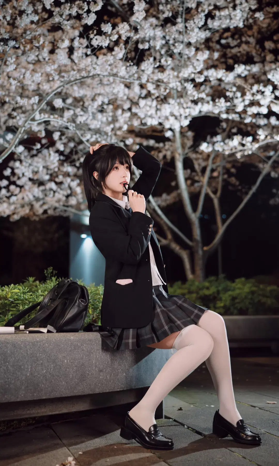 夜樱下的清冷感JK制服写真 - TimeAfterTime_ - 第5张
