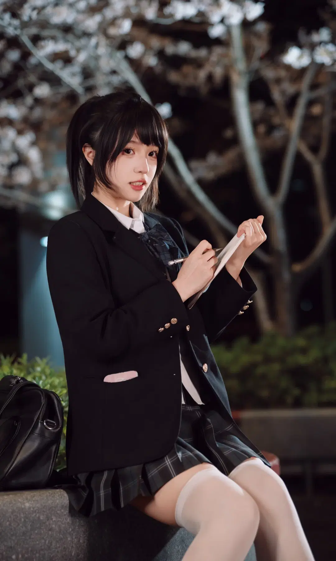 夜樱下的清冷感JK制服写真 - TimeAfterTime_ - 第6张