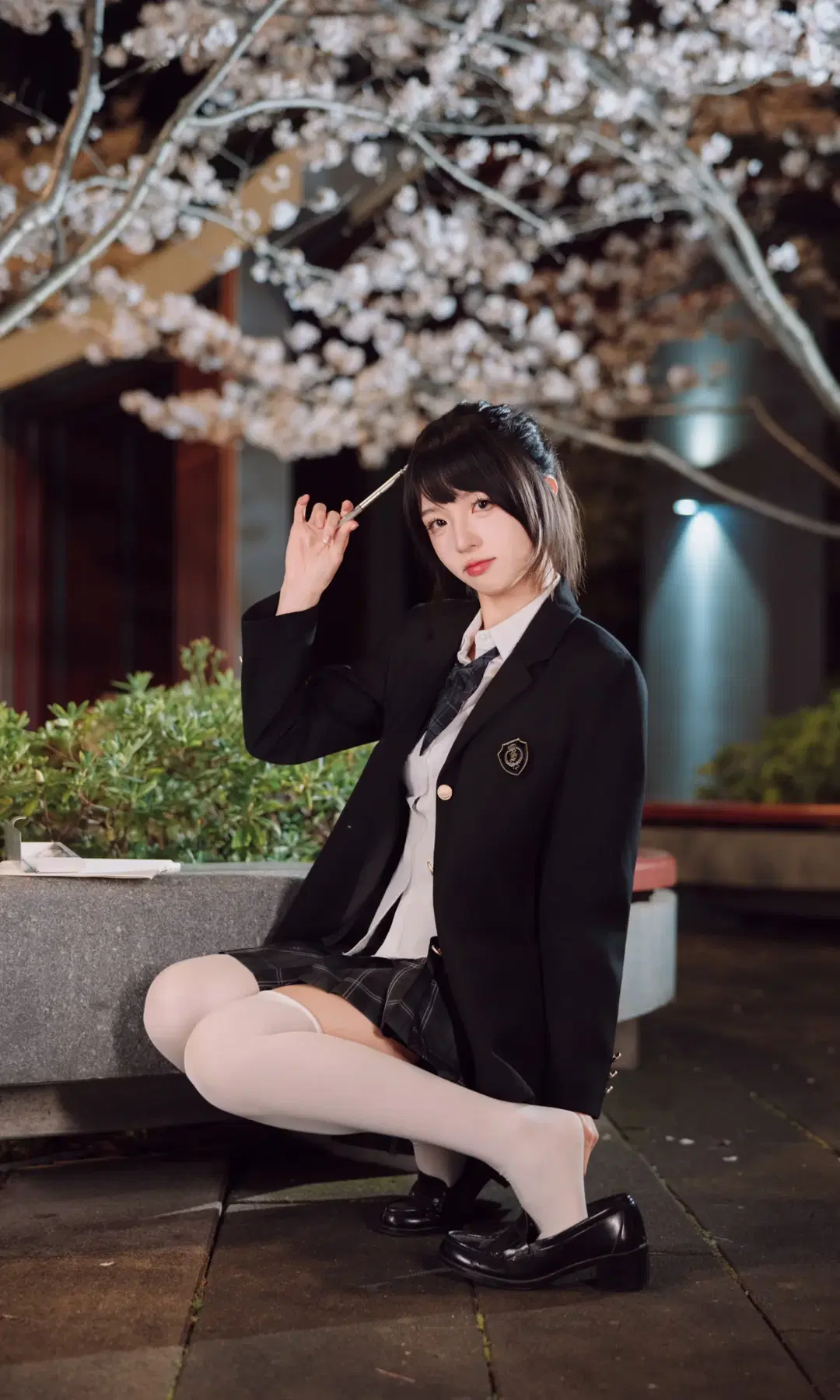 夜樱下的清冷感JK制服写真 - TimeAfterTime_ - 第8张