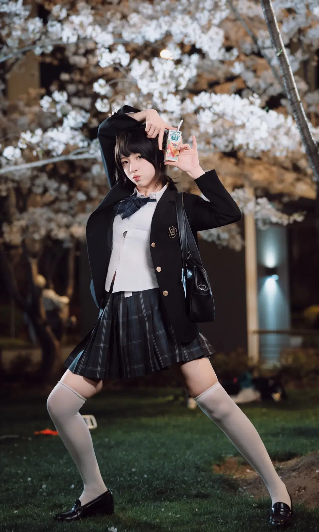 JK uniform, Japanese style photography, White stockings, Showa aesthetic, campus photoshoot
