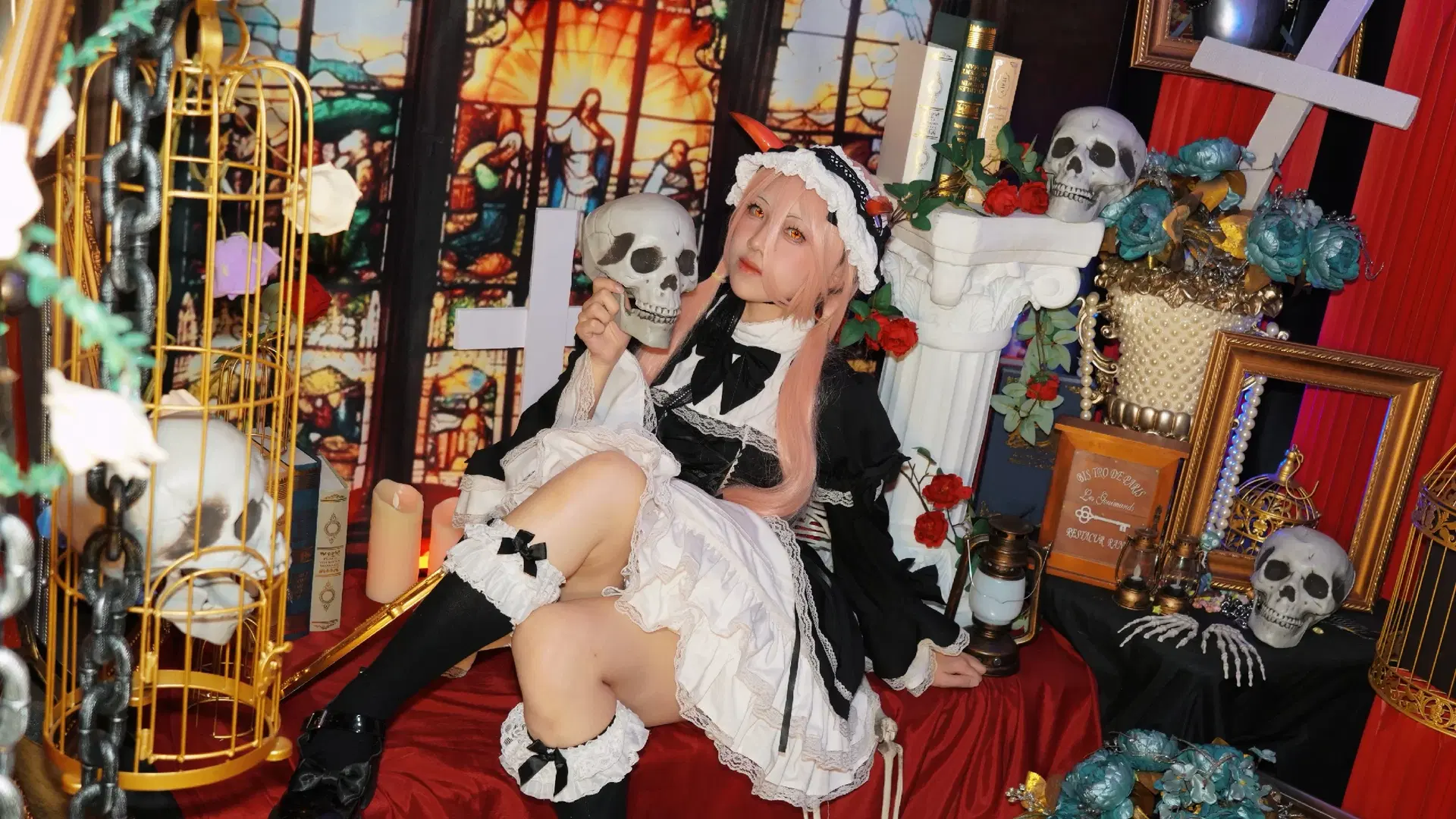 哥特风, 女仆装, 电锯人, 帕瓦cos, 丝袜