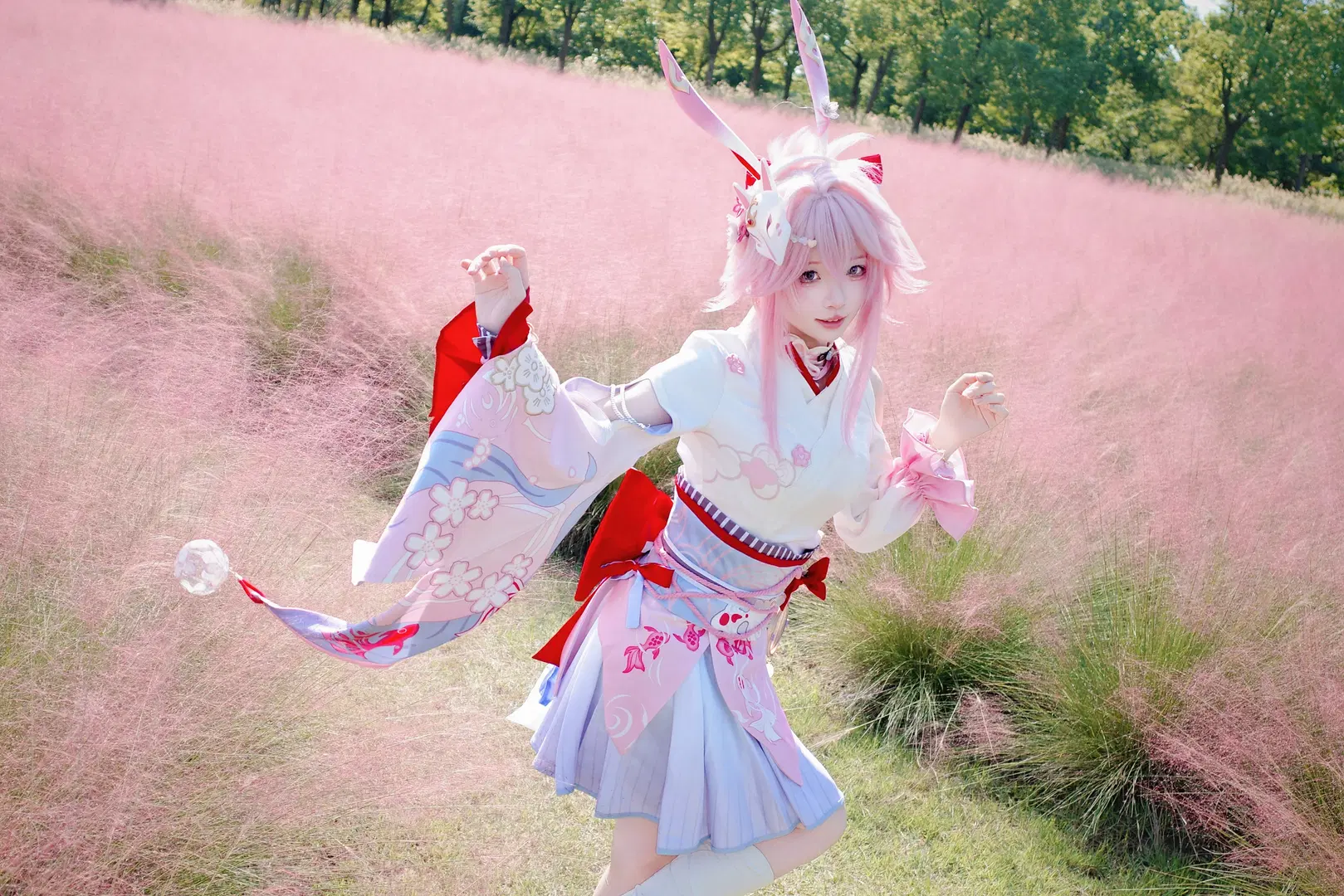 崩壞星穹鐵道緋英cos，顧村公園粉黛花海中的元氣少女 - 还不够安艺 - 第2張