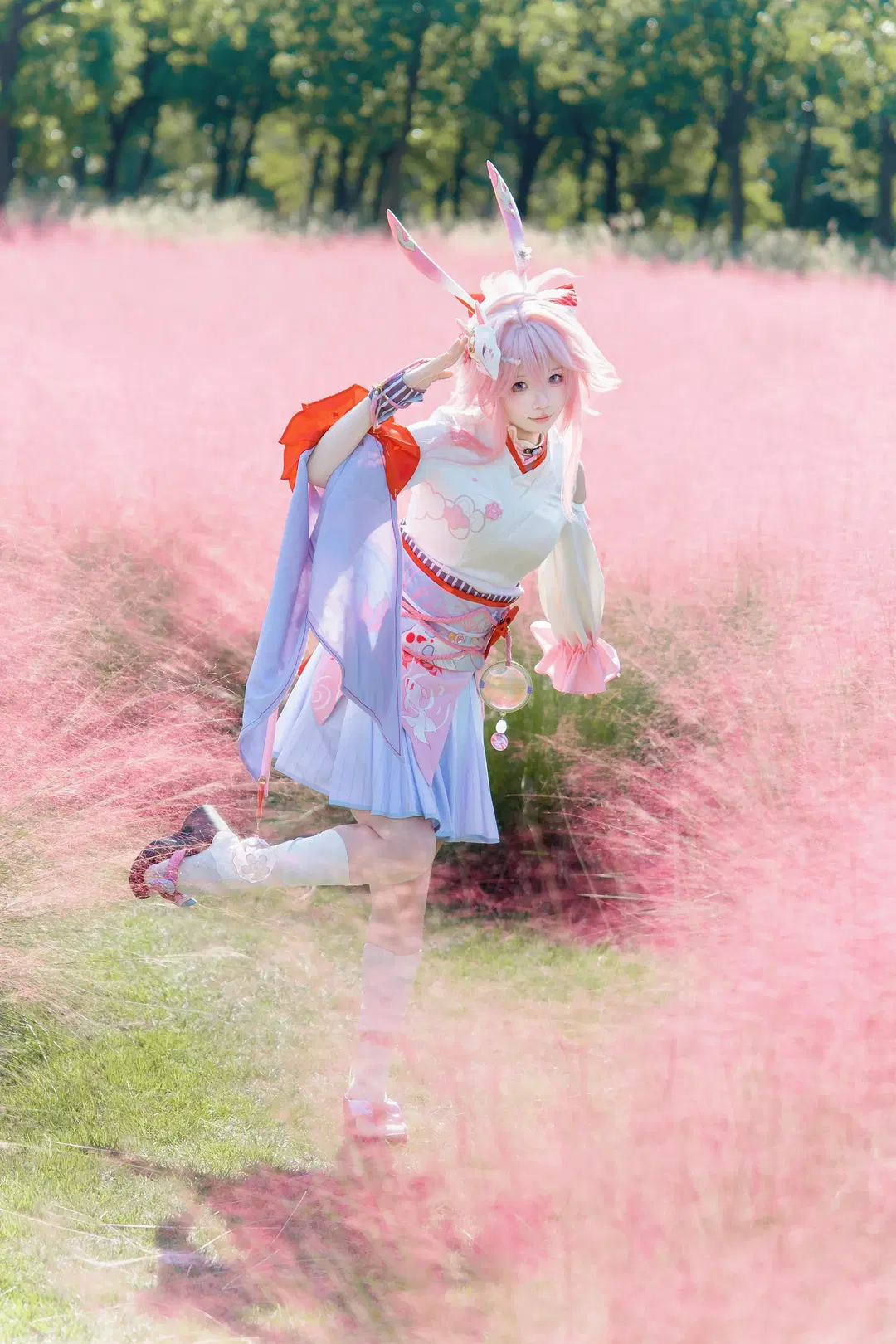 崩壞星穹鐵道緋英cos，顧村公園粉黛花海中的元氣少女 - 还不够安艺 - 第4張