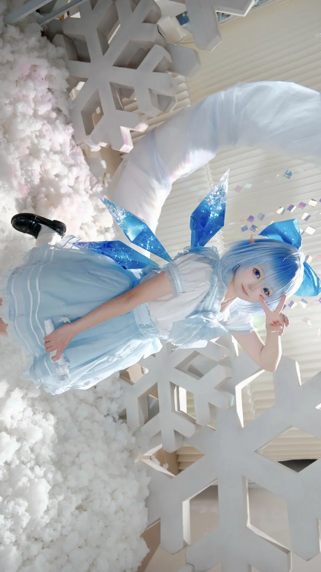 东方project, 二次元cosplay, 白丝, 琪露诺cos, 冰雪系cos