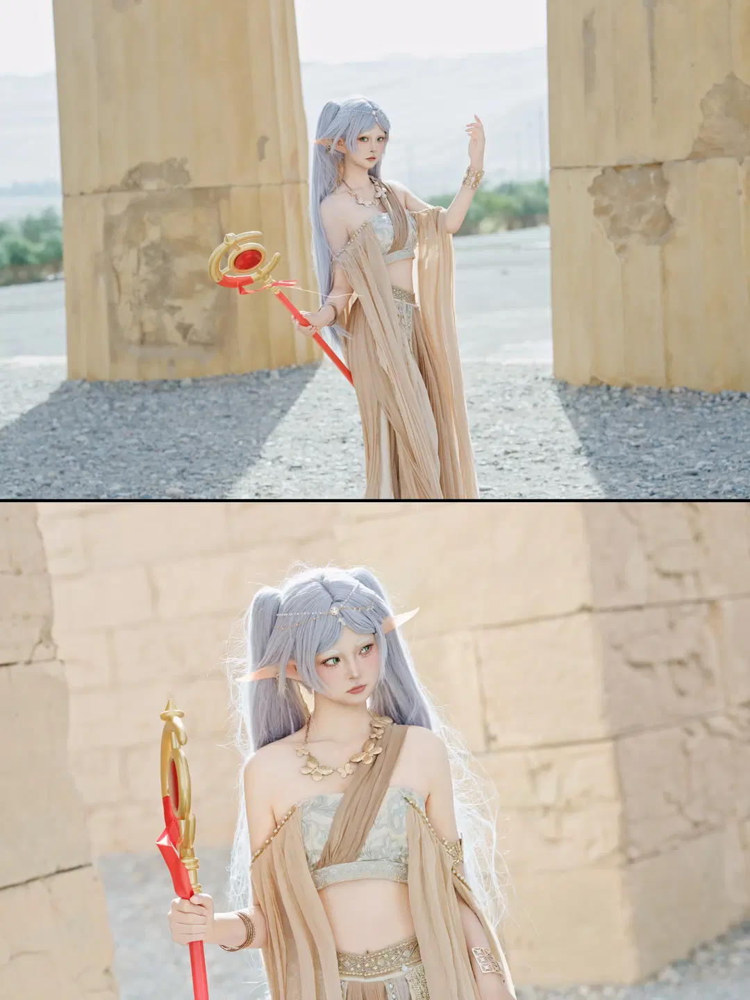 [Frieren cosplay] Frieren: Beyond Journey's End Dunhuang Travel Photography Fan Design by 晨星📷 - Image 3