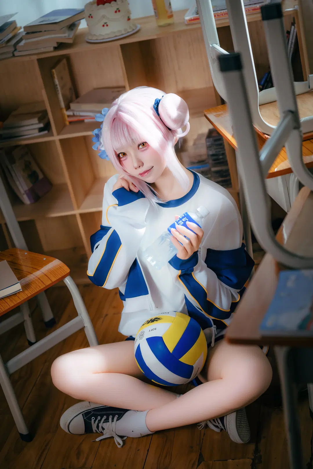 二次元摄影, 蔚蓝档案, 圣园未花cos, 体操服cos, 校园风写真