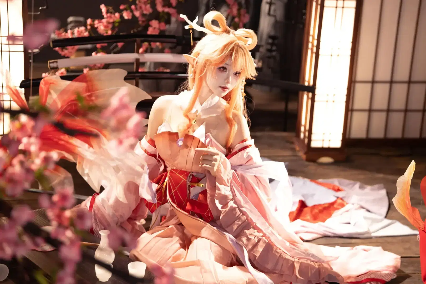 【羽生萌萌香cos】明日方舟的和风金鱼少女 - 青空（棚拍版） - 第4张