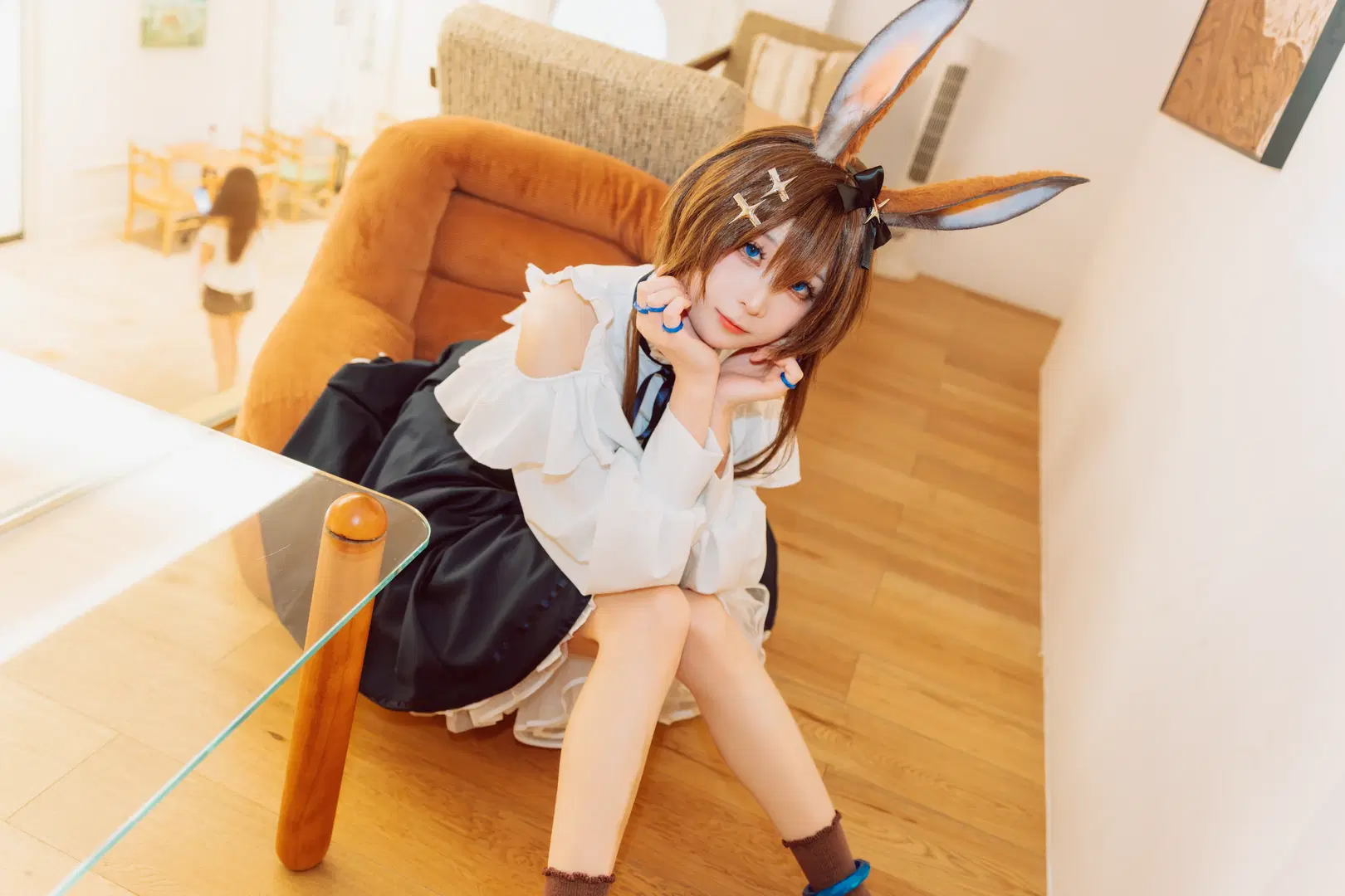 Arknights, Amiya cosplay, Bunny ears cosplay, Amiya Sea of Yesterday, Blue-eyed cosplay