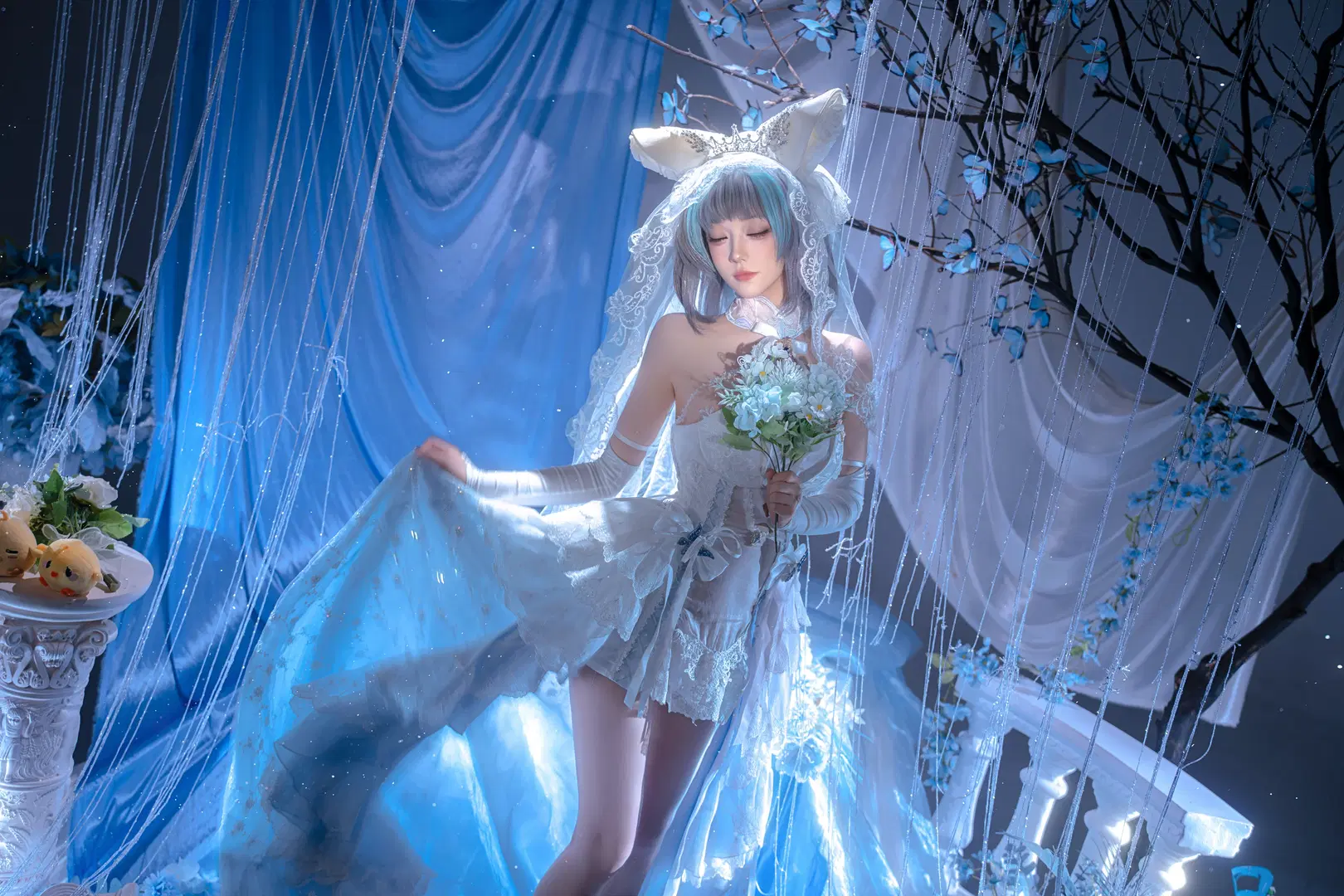 【柴郡cos】碧蓝航线绝美花嫁，梦幻水镜与光影交织 - 精灵^ - 第2张