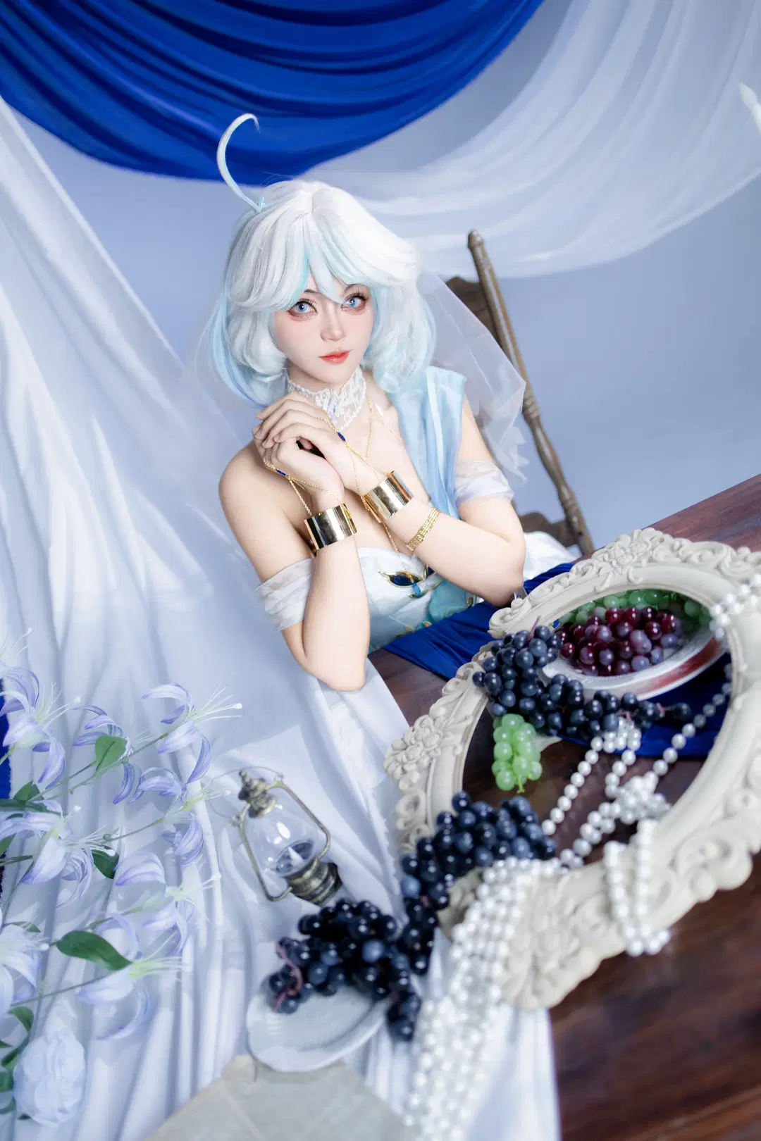 【芙寧娜cos】深藍帷幔下的光影與薄紗細節 - 叶不耶ye - 第4張