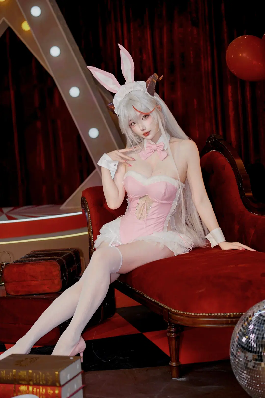 アズールレーン, 白ストッキング, バニーガールコスプレ, 天夫人コスプレ, アズールレーン 盛夏清涼祭