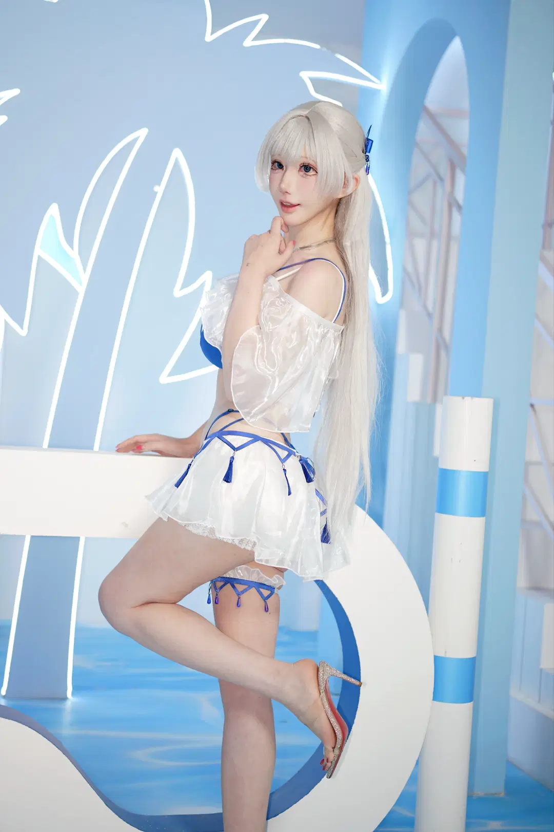 [Argus cosplay] Azur Lane Summer Swimsuit: A Cool Summer in Blue and White Light and Shadows by 劳斯基 - Image 3