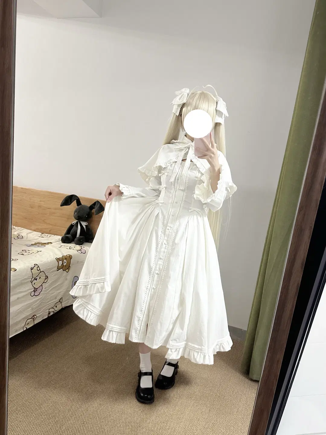 【春日野穹cos】缘之空纯白兔耳洋装试穿 - 了了ovo - 第3张