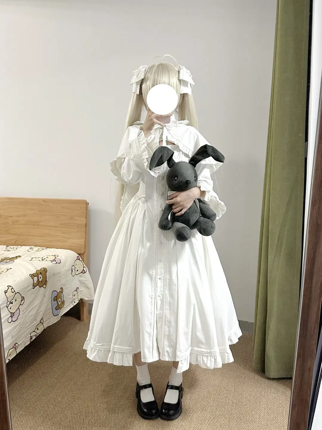 【春日野穹cos】缘之空纯白兔耳洋装试穿 - 了了ovo - 第4张