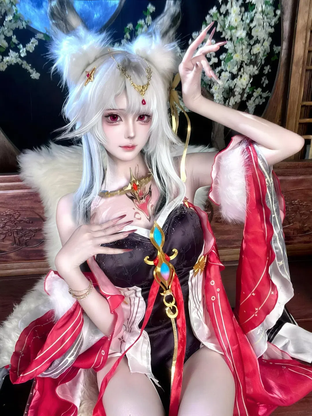 鸣潮, 古风摄影, 奇幻风, 心月狐cos, 白发兽耳