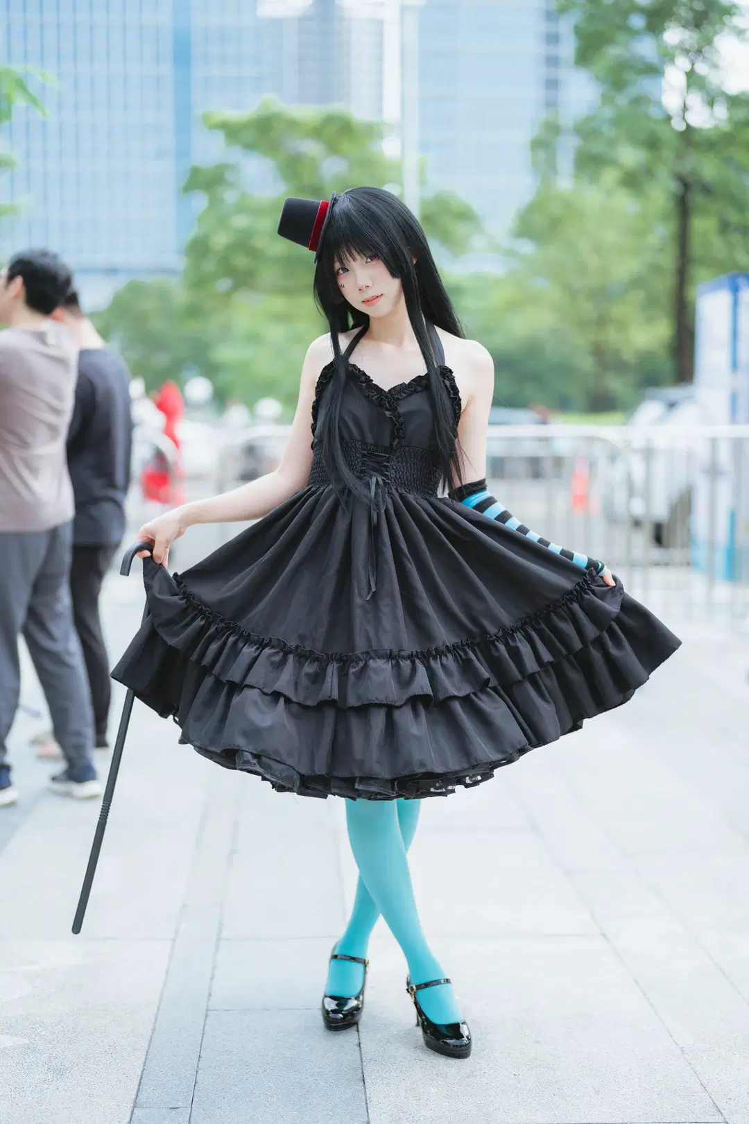 [Akiyama Mio cosplay] K-ON! blue Stockings styling photoshoot log at CICF Expo by 橘子皮 - Image 2