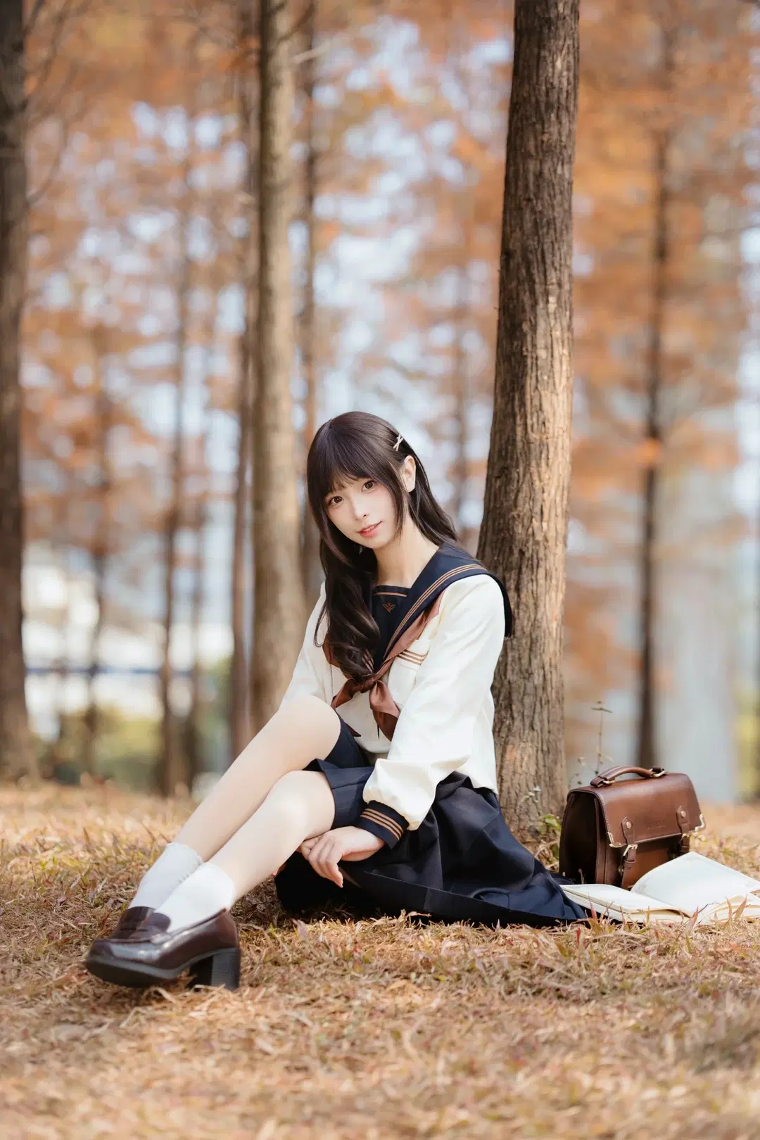 jk制服, 日系写真, 落羽杉, 大观湿地公园, 秋天穿搭