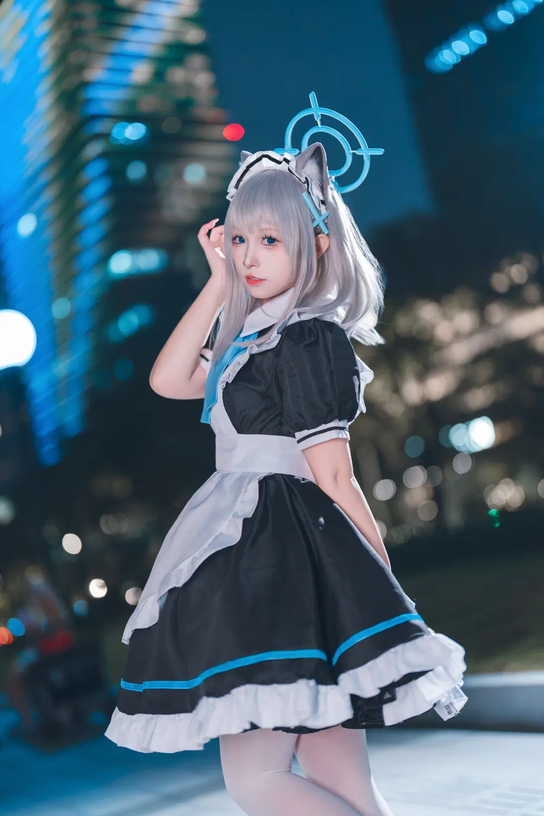 [Shiroko Sunaookami Cosplay] Blue Archive Night Street Maid Styling by 茄子酱i - Image 2