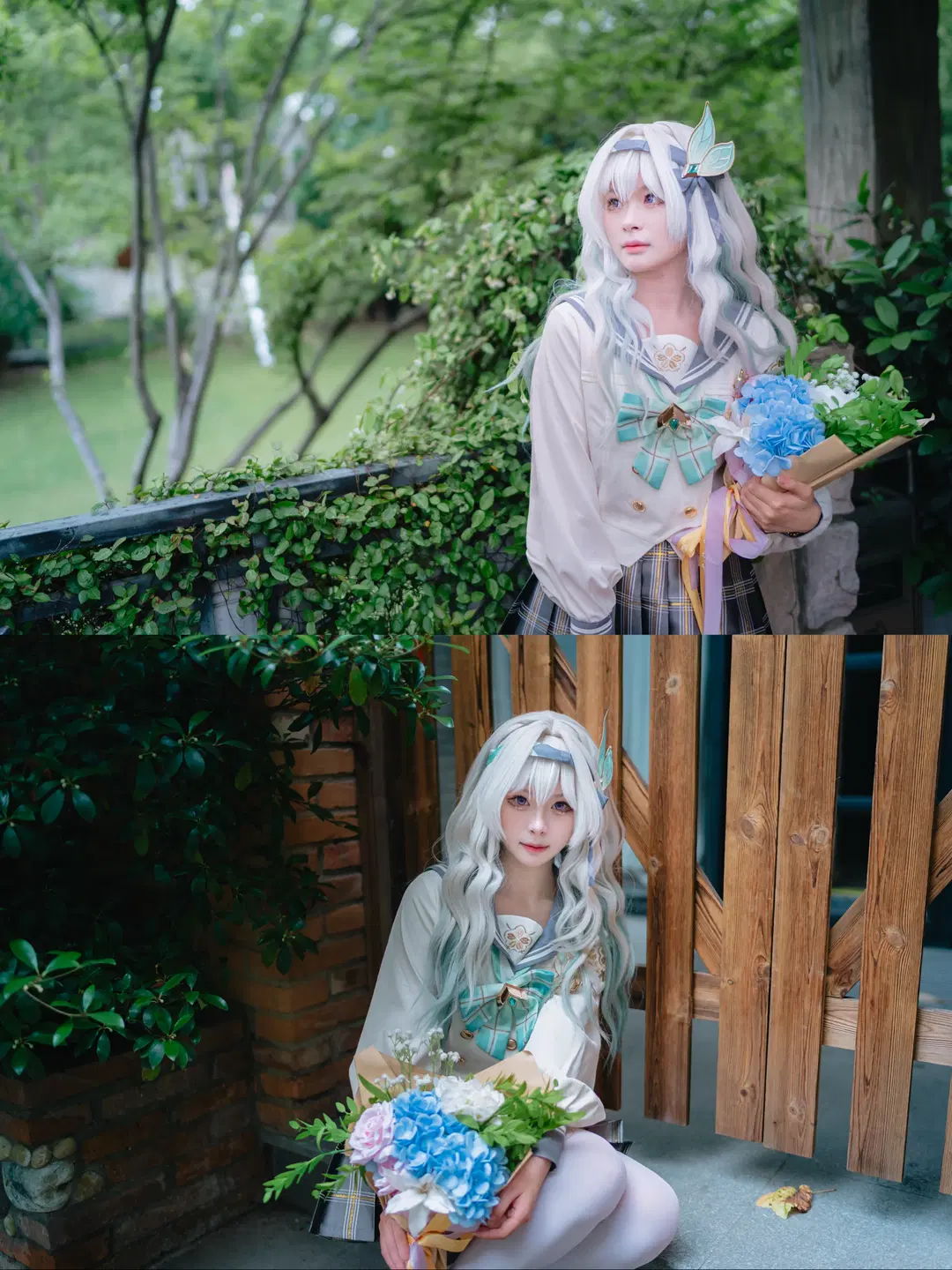 【ホタル コスプレ】『崩壊：スターレイル』ホタルの春の贈り物、JK制服と白ストッキングの至高の調和 - 淡墨（摄影版） - 5枚目