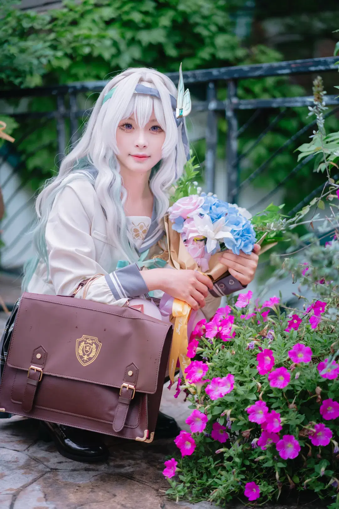 【ホタル コスプレ】『崩壊：スターレイル』ホタルの春の贈り物、JK制服と白ストッキングの至高の調和 - 淡墨（摄影版） - 6枚目