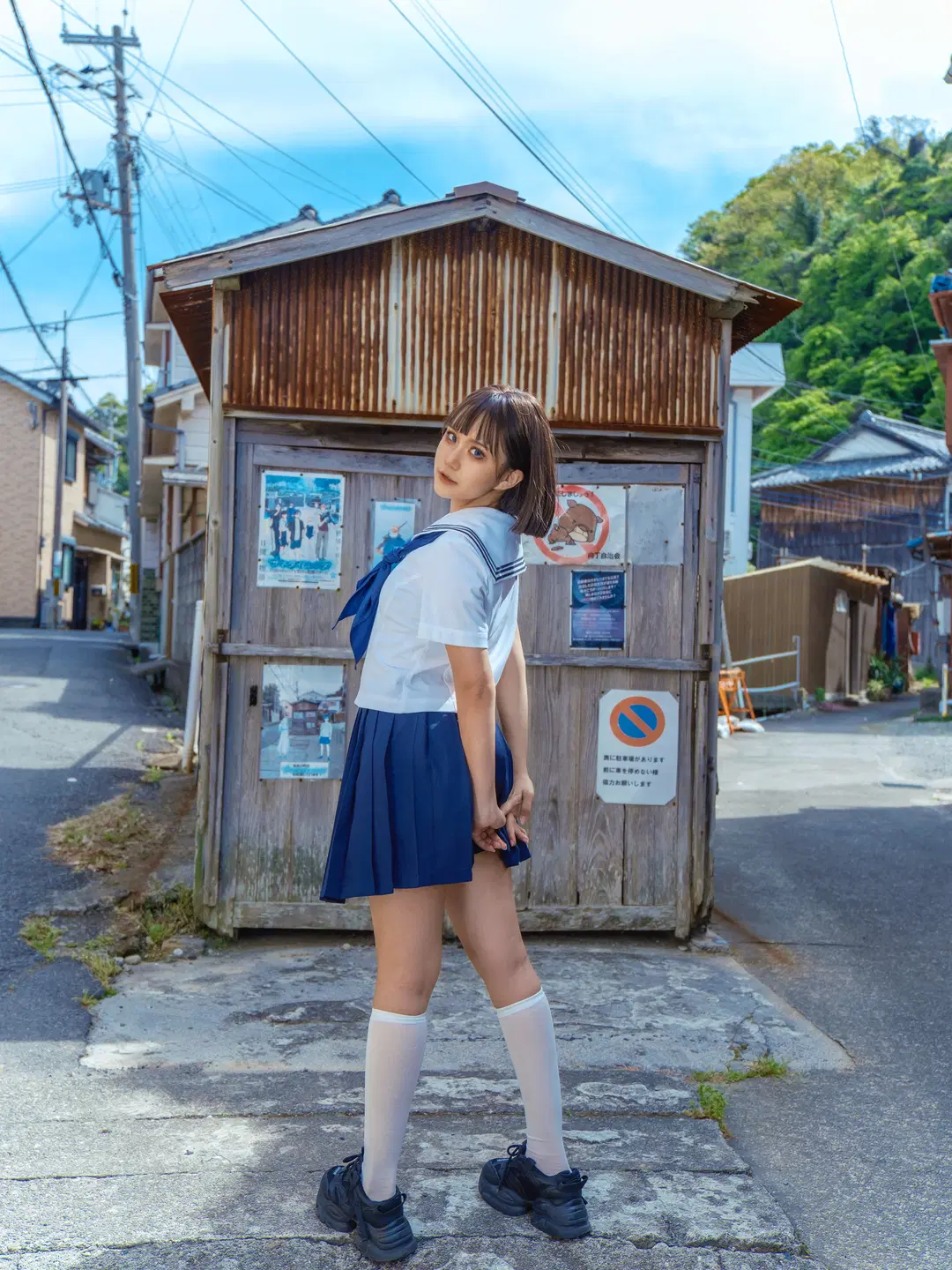 Anime cosplay, Sailor suit, Japanese style photography, Summer Time Rendering, White stockings