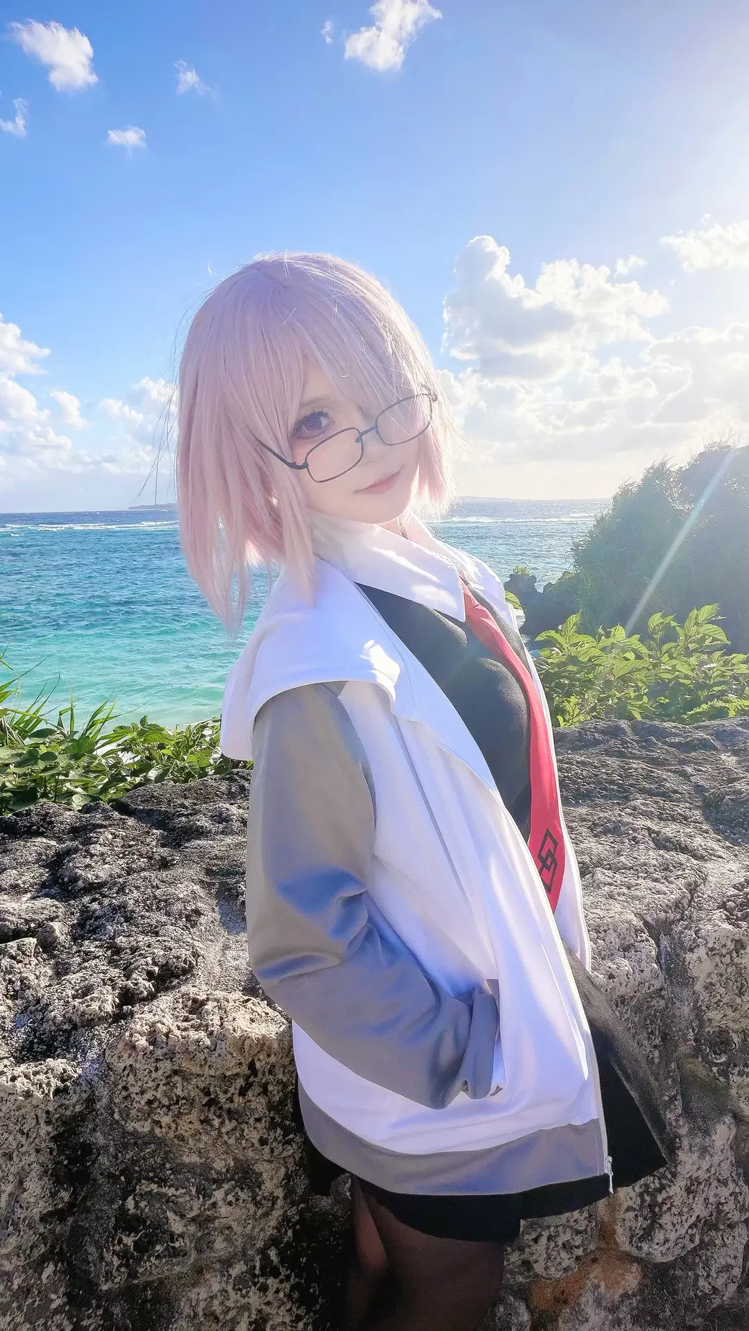 FGO, 海边写真, 黑丝, 眼镜娘, 玛修cos