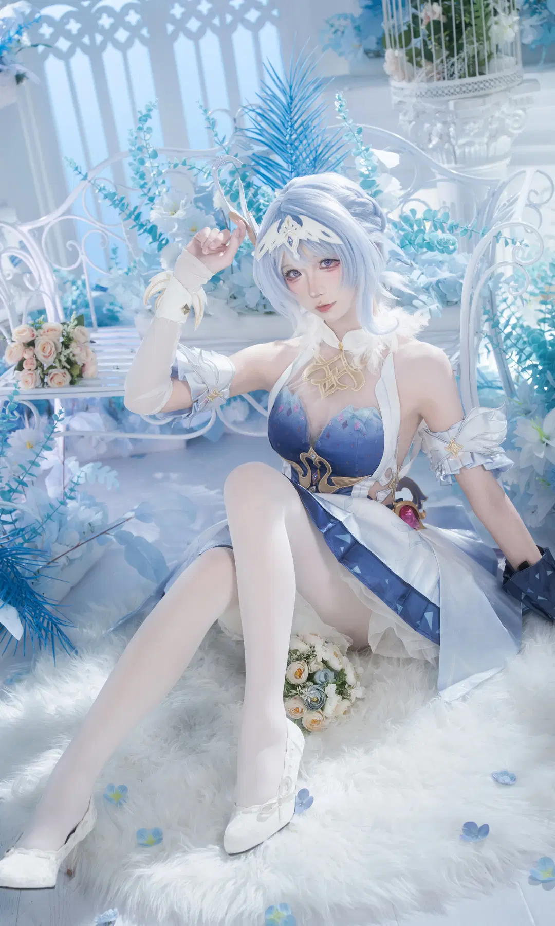 原神, cosplay, 二次元摄影, 白丝, 奥黛塔cos