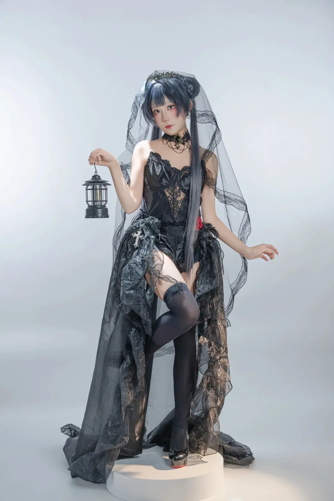 Blue Archive, Misaki cosplay, Black stockings