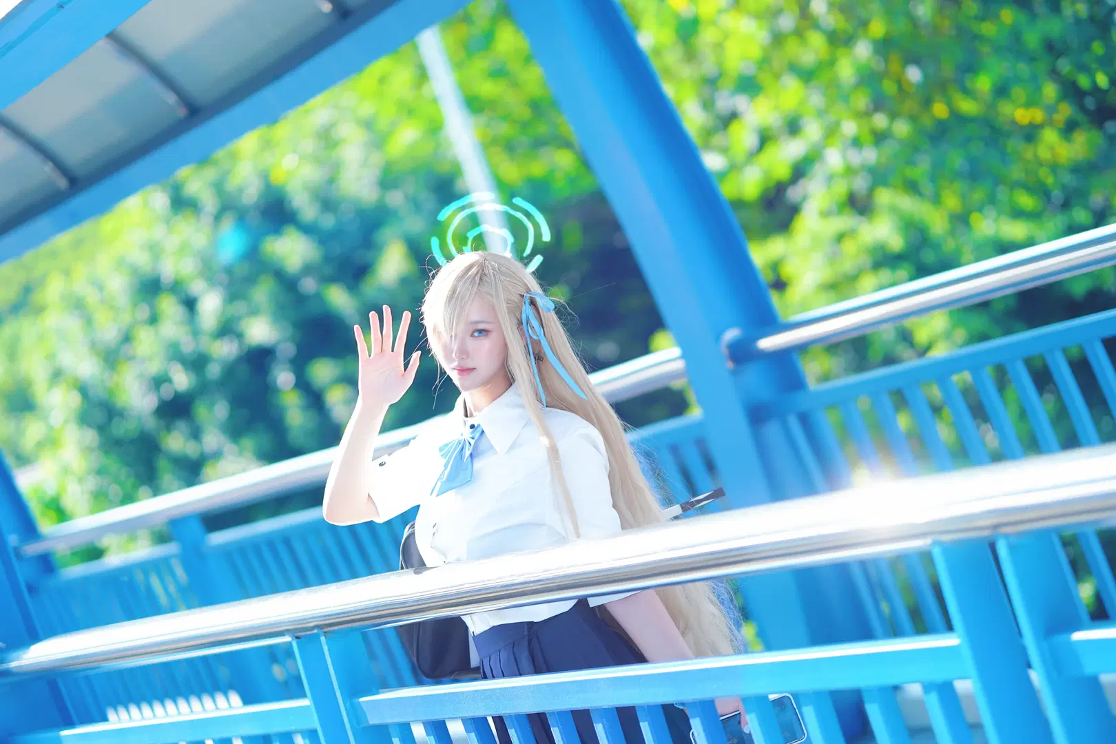 一之瀨明日奈cos 蔚藍檔案 白襯衫百褶裙制服 - 白鳥川せん - 第3張