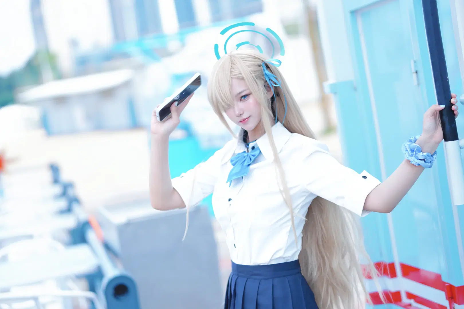 一之瀨明日奈cos 蔚藍檔案 白襯衫百褶裙制服 - 白鳥川せん - 第7張