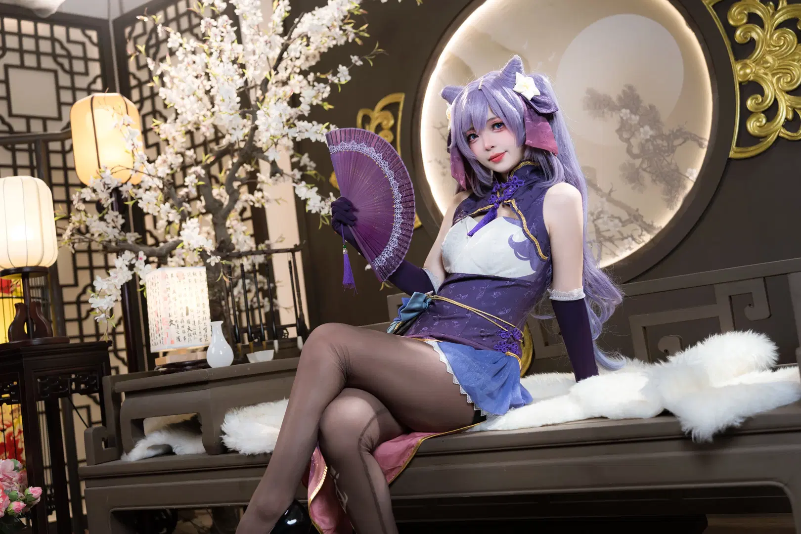 【刻晴cos】璃月旗袍下的慵懒时刻 - 📷易木 - 第5张