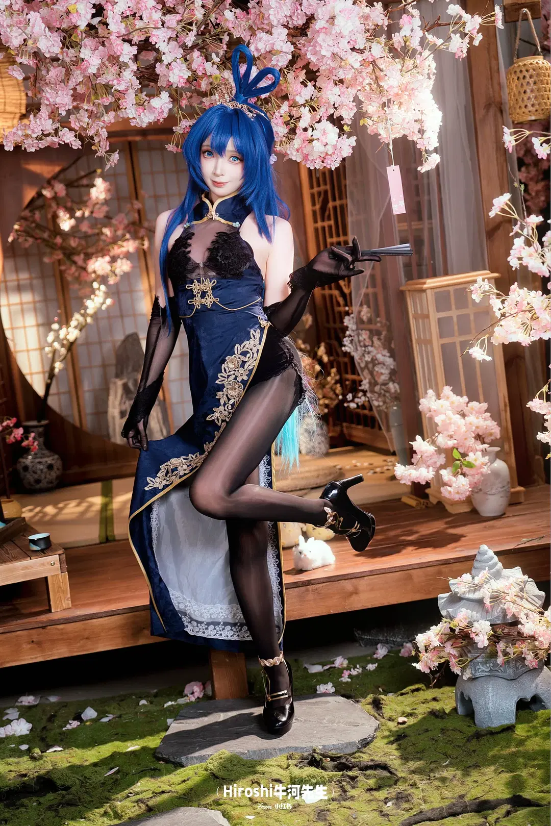 【ニュージャージーコスプレ】アズールレーン チャイナドレス コスプレ写真：黒レースとストッキングの融合 - Hiroshi牛河先生 - 2枚目