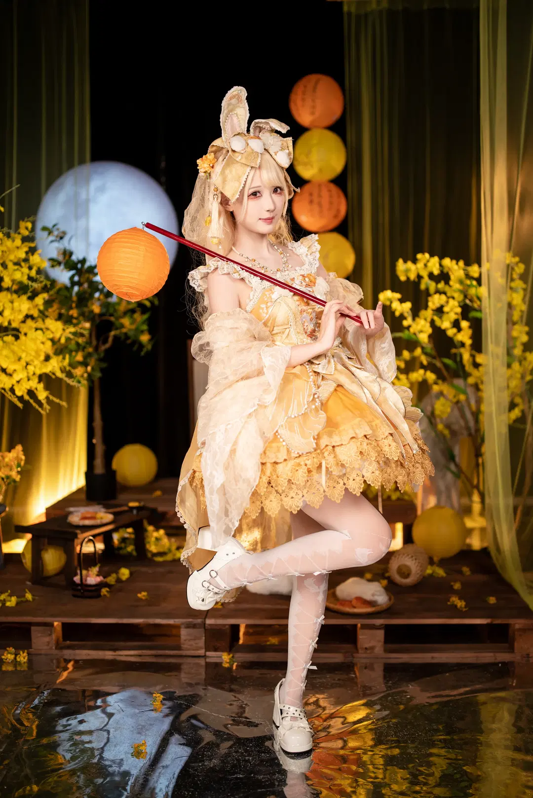 Lolita, 兔耳, 洛丽塔装扮, 白丝袜, 中秋节