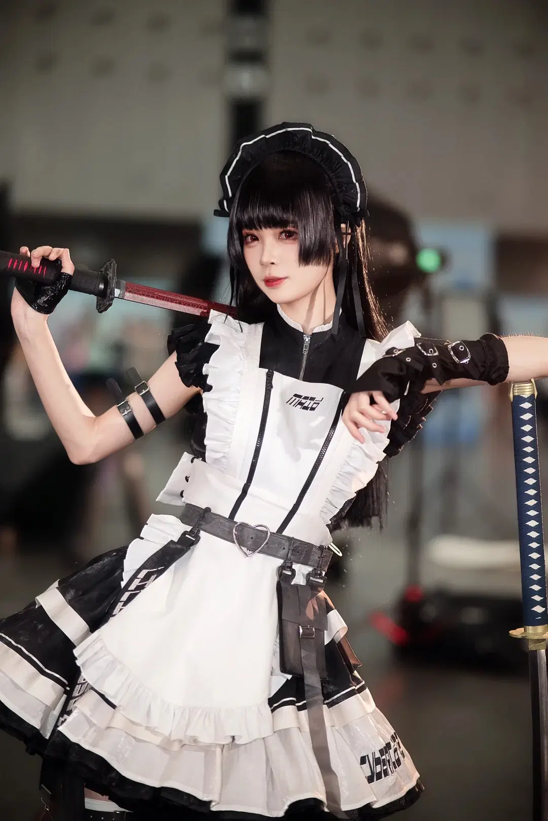 黒白テックウェアの戦闘風、戦闘メイド コスプレ、このサイバーメイド衣装は本当にカッコいい - Y3 - 5枚目