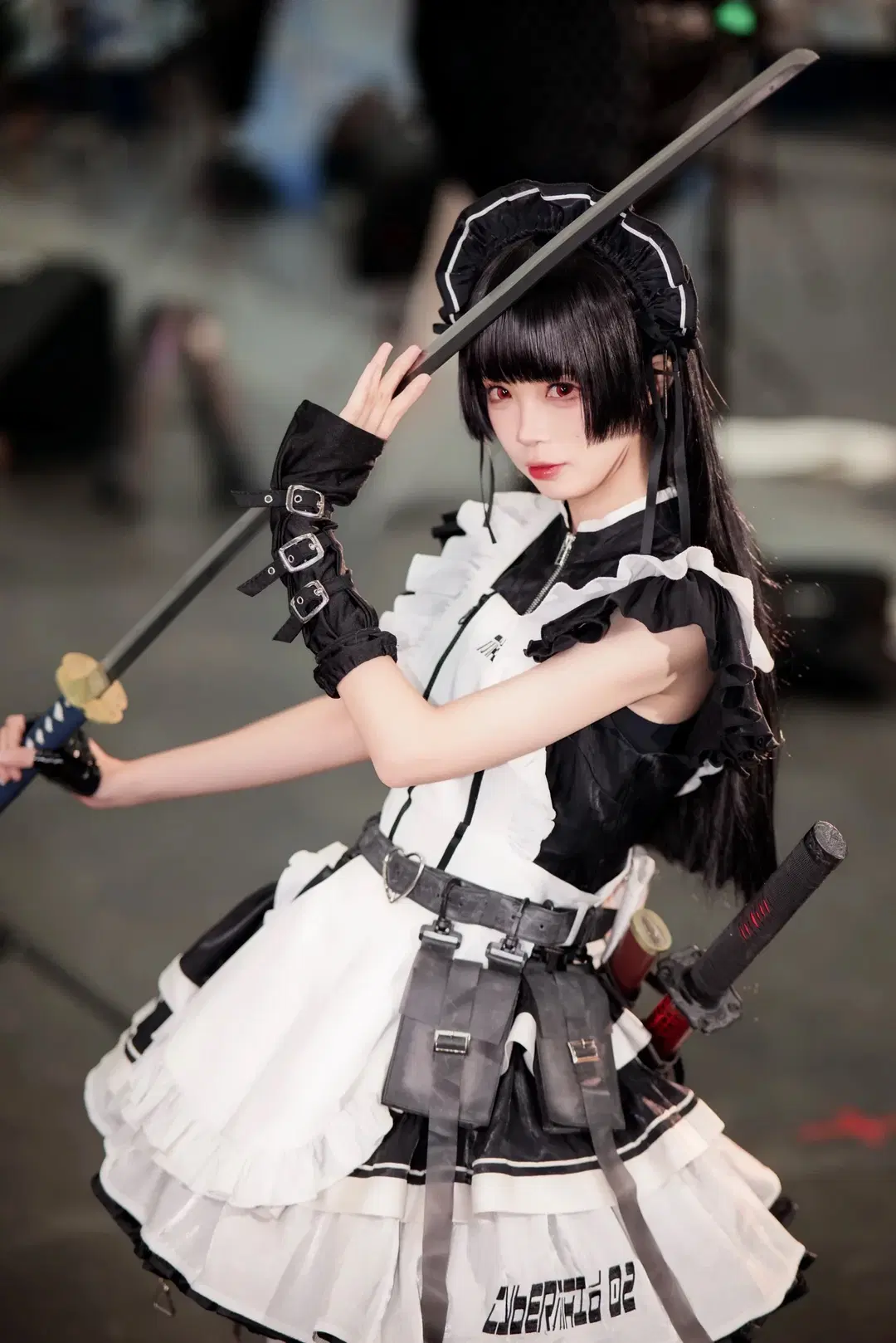 黒白テックウェアの戦闘風、戦闘メイド コスプレ、このサイバーメイド衣装は本当にカッコいい - Y3 - 6枚目