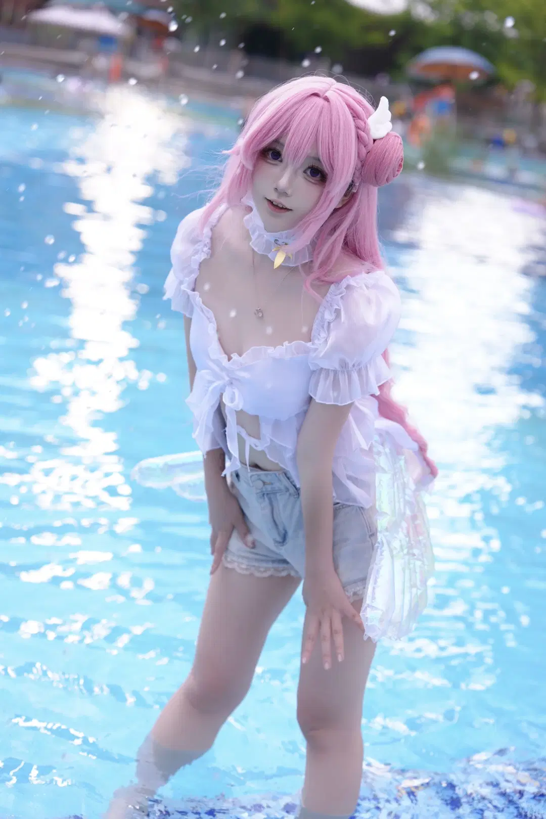 Long pink hair, Goddess of Victory: Nikke, Poolside photoshoot, Refreshing summer, Dorothy cosplay