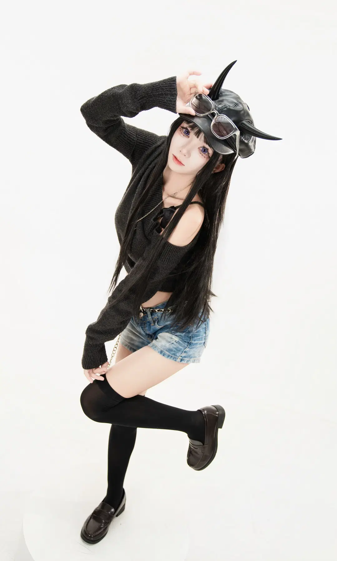 能代 コスプレ アズールレーン ラグジュアリー・フレグランス・ランデブー 黒ストッキング オフショルダーニット スタジオ撮影記録 - 雪风大王 - 4枚目