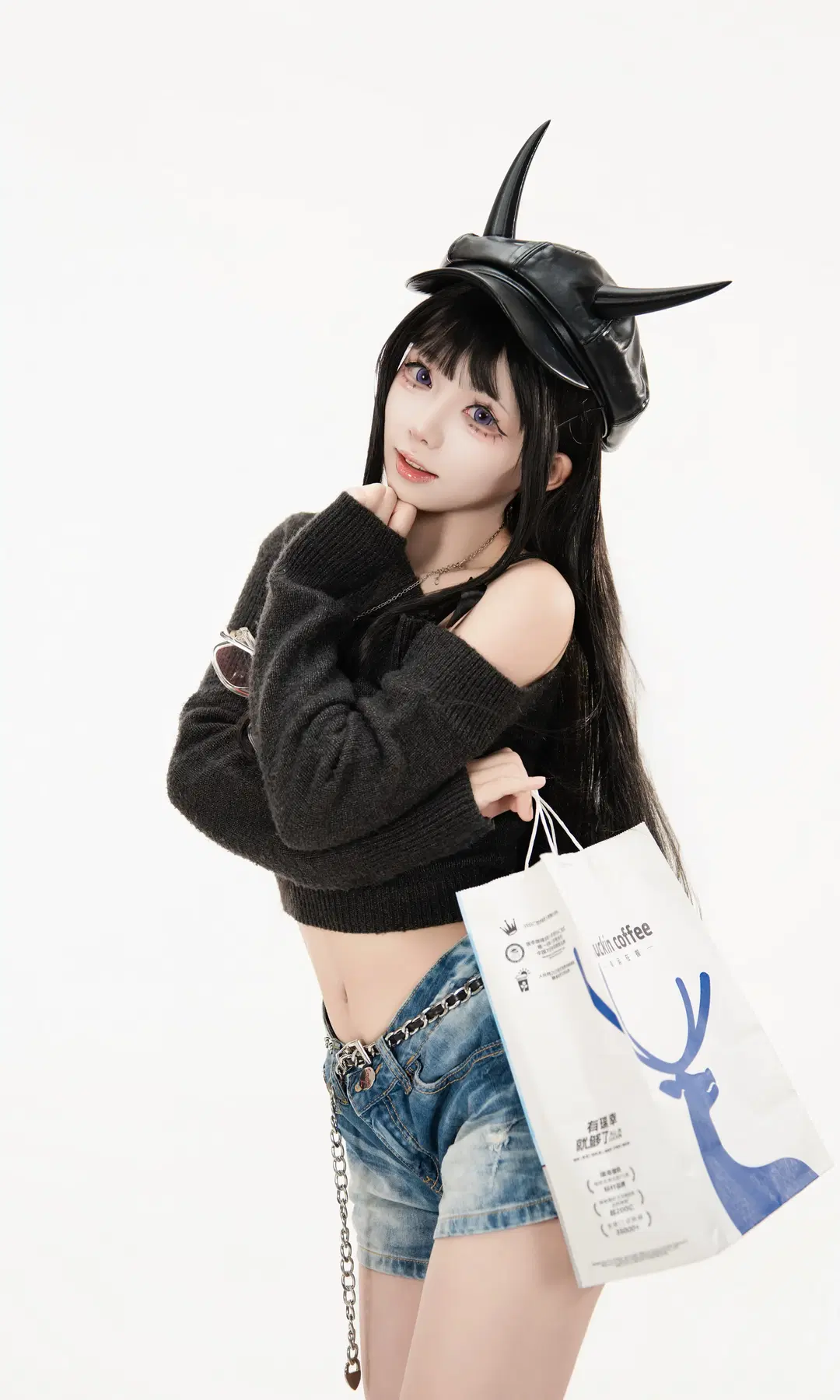 能代 コスプレ アズールレーン ラグジュアリー・フレグランス・ランデブー 黒ストッキング オフショルダーニット スタジオ撮影記録 - 雪风大王 - 6枚目