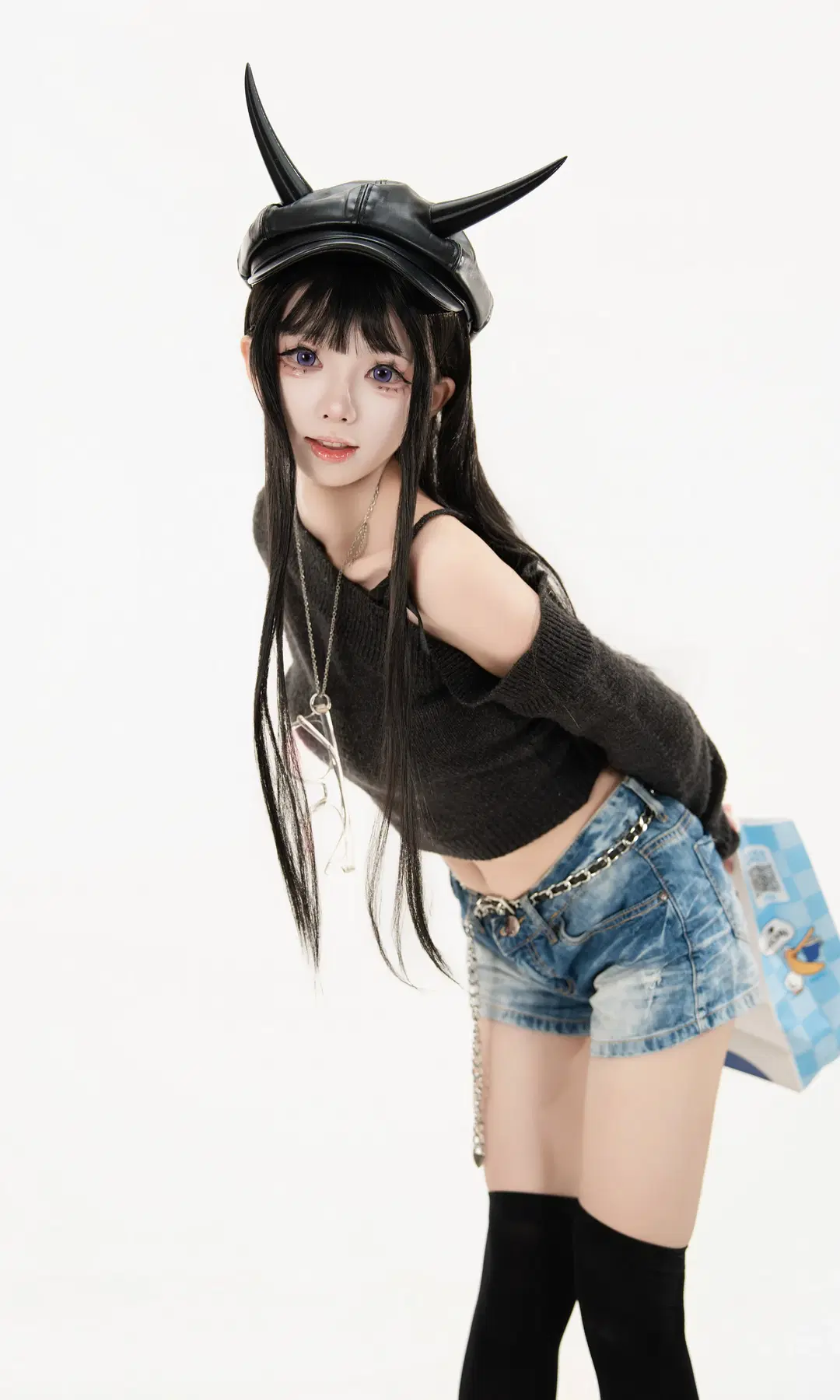 能代 コスプレ アズールレーン ラグジュアリー・フレグランス・ランデブー 黒ストッキング オフショルダーニット スタジオ撮影記録 - 雪风大王 - 9枚目