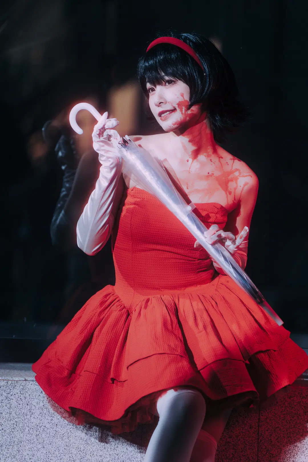 【霧雨魔理沙 コスプレ】『パーフェクトブルー』テーマ、夕焼け雲の下の赤いドレスと白ストッキング - 寒蝉-文晋 - 4枚目