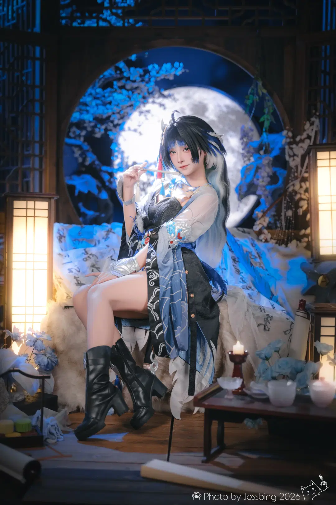 秧秧玄翎cos 鳴潮裡的這套藍黑國風造型真的很戳我 - Jessbing（摆烂Ver. - 第4張