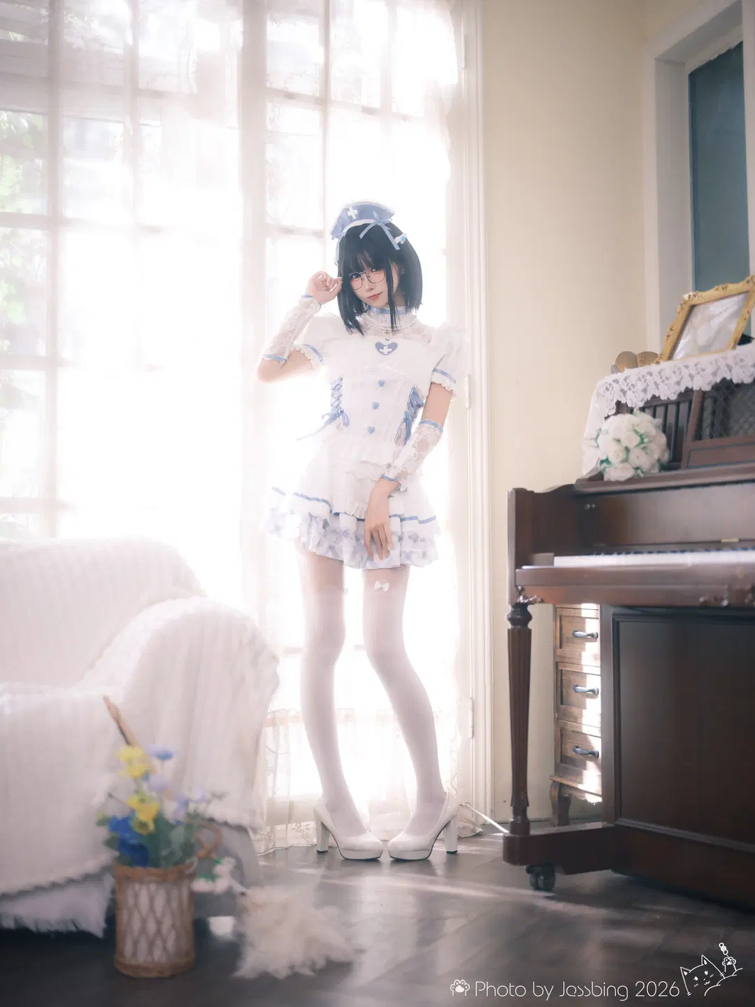 Japanese Style Photography Little Nurse Shoot: Vintage Room White Stockings Uniform Experience by Jessbing（摆烂Ver. - Image 5